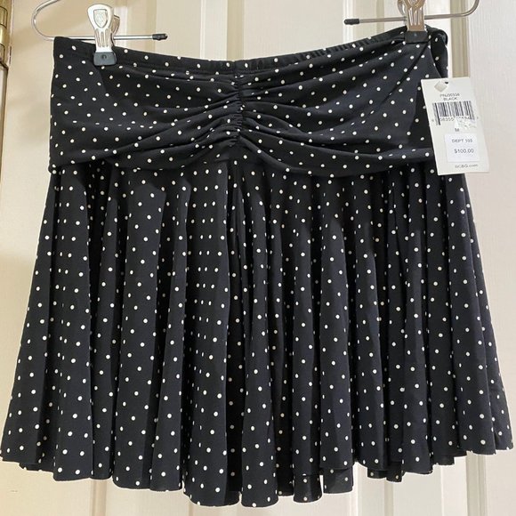 BCBG Polka Dot Polyester Black Skirt Size M - Picture 4 of 4